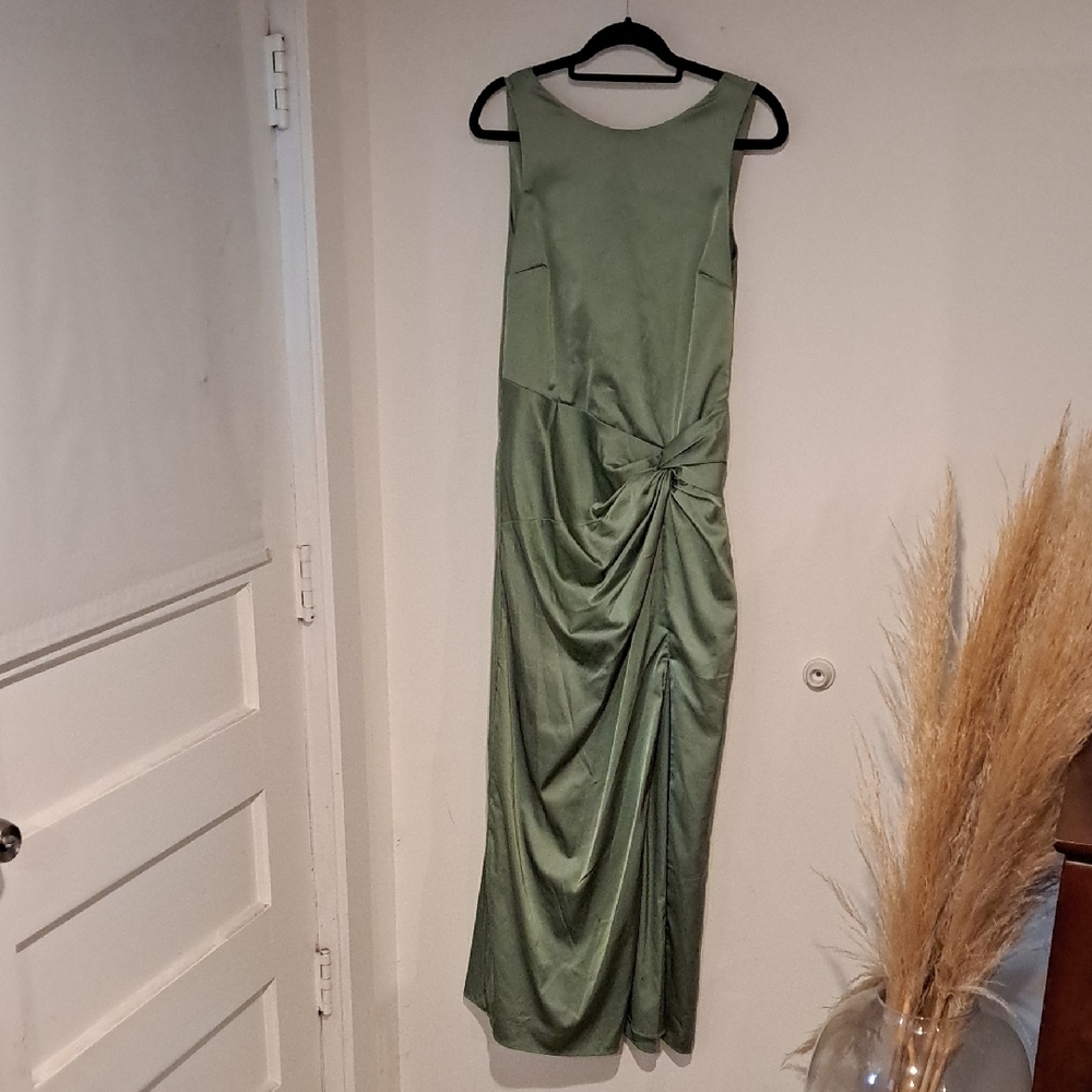 Abercrombie & Fitch Olive Green Satin Maxi Dress